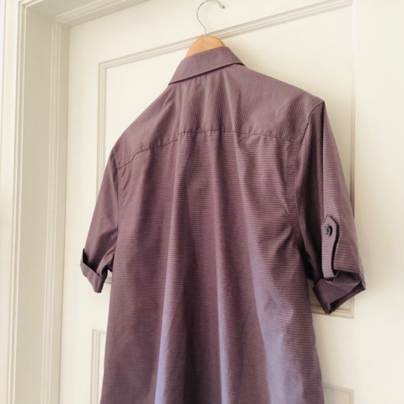 Nordstrom Calibrate Men's Short Sleeve Button Down purple horizontal stripe L - Picture 11 of 13